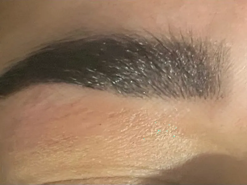 Brow lamination: fuller, lifted and set brows, after